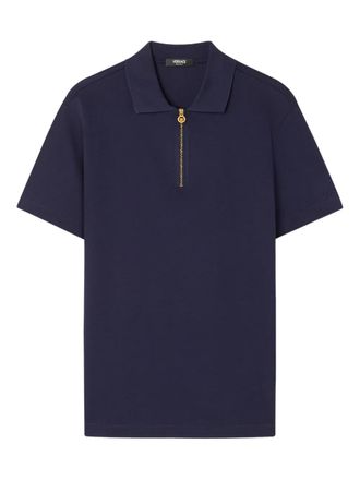 Versace zip-detail polo shirt - Blue
