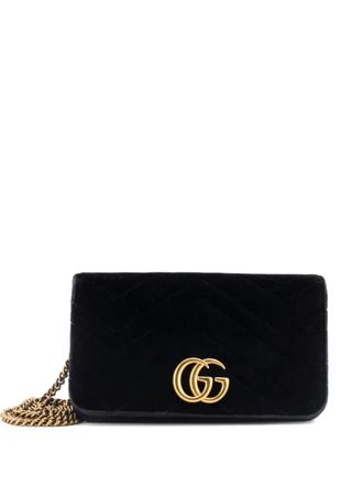 Gucci GG Marmont Chain Flap Bag Matelasse Velvet Mini crossbody bag - Zwart