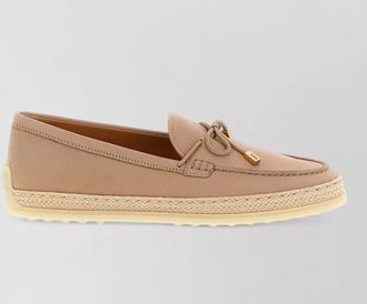 Tod's raffia bow loafers espadrille trim rubber sole