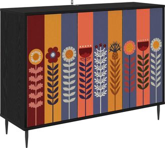 vidaXL Aparador Essen Roble Negro 102 X 33 X 76 Cm Vidaxl