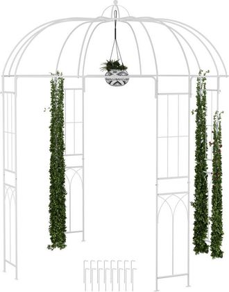 Relaxdays Relaxdays Arco Jard&iacute;n Metal, 269x211x211 Cm, Soporte Enredaderas Y Rosas, Plantas Trepadoras, Tutor Con Ganchos, Blanco