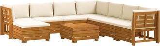 vidaXL 9 Uds. Conjunto De Sof&aacute;s De Exterior Madera De Acacia S&oacute;lida Vidaxl