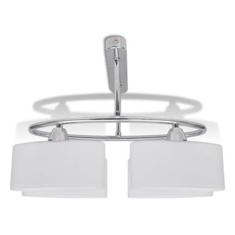 Berkfield Home Modern Ceiling Lamp with Ellipsoid Glass Shades for 4 E14 Bulbs in White