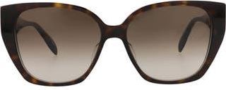 Alexander McQueen 58mm Oversize Cat Eye Sunglasses in Havana Havana Brown at Nordstrom Rack