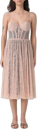 Elisabetta Franchi Abito midi in pizzo floreale - - Dresses - Donna - Beige - L