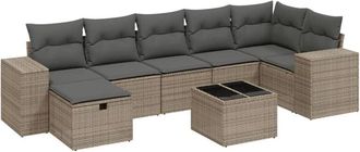 vidaXL Vidaxl - Set De Sof&aacute;s De Jard&iacute;n 8 Pzas Y Cojines Rat&aacute;n Sint&eacute;tico Gris