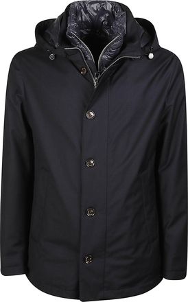 Montecore Matte Black Hooded Quilted Virgin Wool Down Jacket