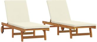 vidaXL Sun Lounger 2 pcs Brown 63 x 199 x 85cm Solid Acacia wood vidaXL