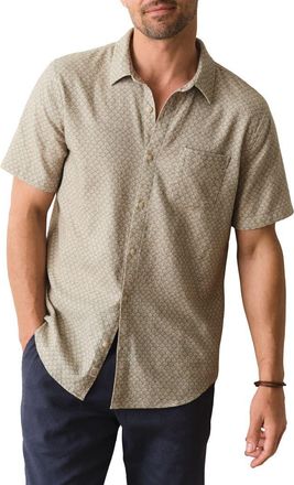 Marine Layer Stretch Selvage Short Sleeve Button-Up Shirt in Sage Shell Print at Nordstrom, Size Xx-Large