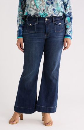 Liverpool Hannah Mini Patch Pocket Flare Jeans in Moon Light at Nordstrom, Size 14W