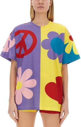 Moschino Patchwork Oversized Jersey T-Shirt With Playful Symbols