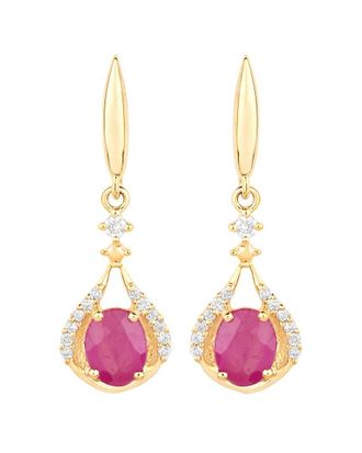 Diana M. Jewels Fine Jewelry 14K 0.70 Ct. Tw. Diamond & Ruby Dangle Earrings