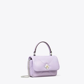 Tory Burch Womens Mini Kira Diamond Quilt Clover Chain Wallet, One Size