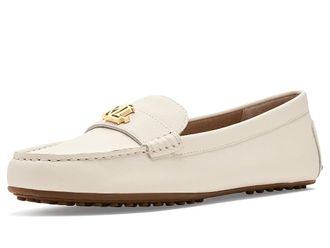 Lauren Ralph Lauren Barnsbury Nappa Leather Driver Womens Shoes Soft White With Gold Hardware : 7.5 B - Medium