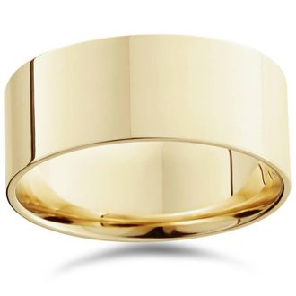 Pompeii3 9mm Flat High Polished Wedding Band 14K Yellow Gold Size Selectable