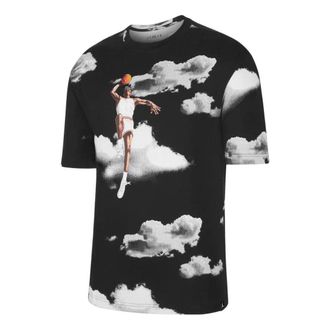 Nike Jordan Mens Air Jordan Casual Printing Round Neck Pullover Short Sleeve Black T-Shirt DM1437-010