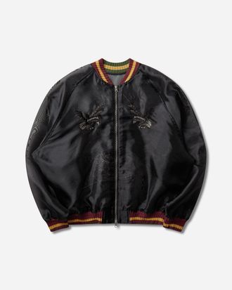 KAPITAL Men s Sheer Pearl Mosquito Guard Souvenir Jacket (Raven and Skull) Black