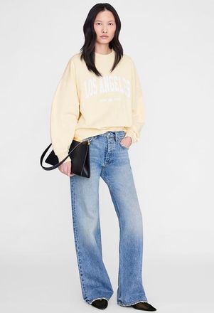Anine Bing Miles Los Angeles University Sweatshirt in Butter Yellow at Nordstrom, Size X-Small