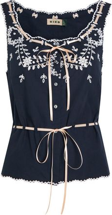 Rixo Rixo Cassara Embroidered Cotton top - Navy - 16 (UK 16 / XL)
