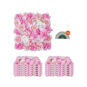OEM Panel 3d De Flores Artificial Para Pared 12 Piezas 38 X 38 Cm Fondo De Pared Con Flores Artificiales Sin Costuras Instalaci&oacute;n F&aacute;cil Para Bodas, Hogar,