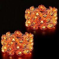 OEM Guirnalda De Luces De Calabazas De Halloween, Paquete De 2 Guirnaldas De 4,5 M (14,7 Pies) Con 30 Led, Resistente Al Agua, Funciona Con Pilas, Color N
