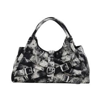 Desigual Handtas met gesp en strik sluiting - Dames - Tassen - Zwart - Maat: ONE Size Katoen
