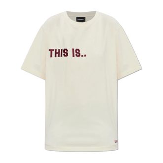 Dsquared2 T-Shirts, female, Beige, Size: 2XS T-Shirt with Print