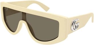 Gucci Shield Zonnebril - Dames - Zonnebrillen - Beige - ONE Size - Nylon - Accessoires