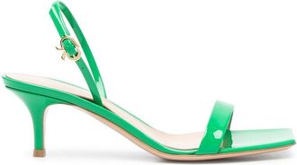 Gianvito Rossi Ribbon 55mm patent leather kitten sandals - women - Calf Leather/Calf Leather/Patent Leather - 38.5 - Green