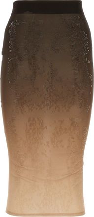 ADĀMO Andrea Adamo Ombr&eacute; Rhinestone Skirt - Beige