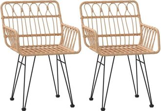 vidaXL Vidaxl - Garden Chairs 2 pcs with Armrest 56x64x80 cm pe Rattan