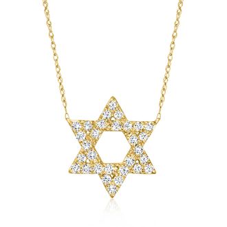 Ross-Simons Diamond Star Of David Necklace in 14kt Yellow Gold