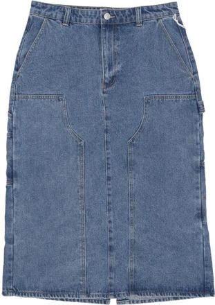 Obey Denim Midi Rok met Gereedschapszakken - Dames - Spijkerrokken - Blauw - W29 - Denim - Rokken