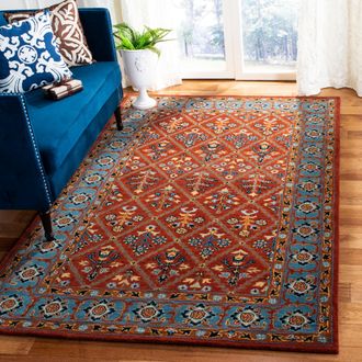 Safavieh Heritage Hand Made Area Rug, Red / Blue Traditional Style Non-Shedding