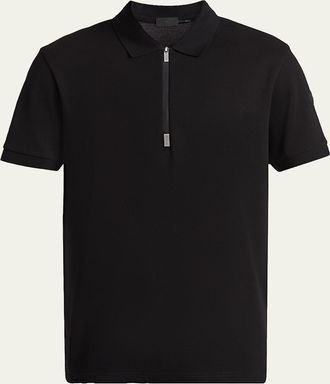 Moncler Mens Logo Cotton Piquet Half-Zip Polo Shirt