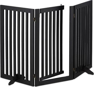 Relaxdays Relaxdays - Barrera Seguridad Perros, Valla Protectora Con Puerta, Para Escaleras, 92x154cm, Plegable, Sin Taladrar, Negro