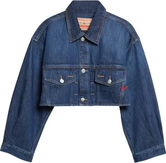 Diesel De-Malley Oversize Crop Denim Jacket at Nordstrom, Size X-Large