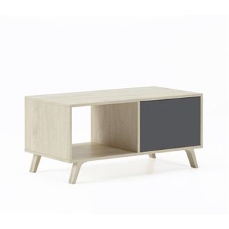Skraut Home Tavolino con porte, sala da pranzo, modello wind, colore struttura Rovere, colore porte Grigio Antracite, misure 92x50x45cm di altezza. - Skraut Home