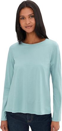 Eileen Fisher Organic Pima Cotton Jersey Round Neck Long Sleeve T-Shirts Womens Clothing Seafoam : SM