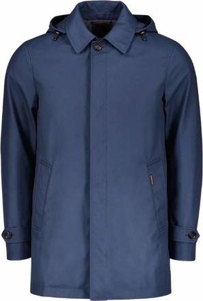 Moorer Mens Ravel Mid-Length Hooded Raincoats In Blue