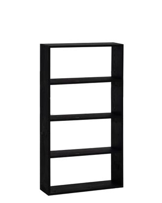 Deco Wood Estanter&iacute;a de madera maciza con 3 estantes negro 80,2x144,1cm