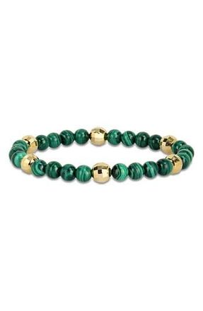 Delmar Mens Semiprecious Stone Beaded Bracelet in Green at Nordstrom Rack