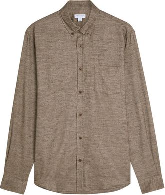 Sunspel Cotton Shirt - Brown - XL