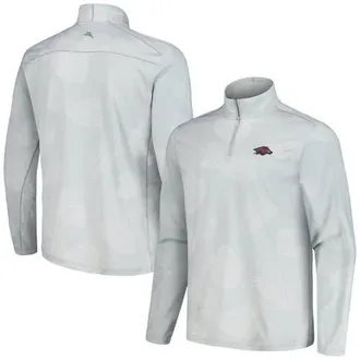 Tommy Bahama Mens Tommy Bahama Gray Arkansas Razorbacks Delray Frond IslandZone Half-Zip Jacket at Nordstrom, Size Xxx-Large