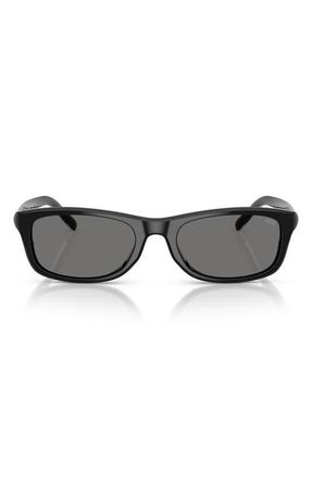 Diesel 54mm Polarized Rectangular Sunglasses in Solid Black /Dark Grey Polar at Nordstrom