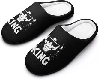 Generic Weightlifting And King Mens Soft Cotton Slippers with Memory Foam Anti-skid House Shoes for Travel Indoor Outdoor