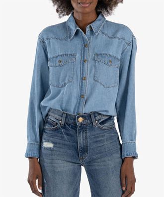 Kut from the Kloth Mika Shirt In Western Chambray