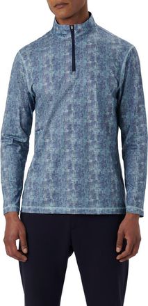 Bugatchi Anthony OoohCotton Abstract Print Quarter Zip Pullover in Aqua at Nordstrom, Size Xxx-Large