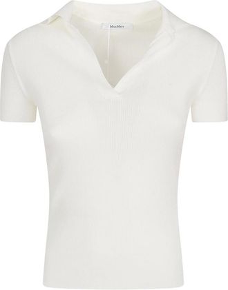 Max Mara Albero Polo Shirt - female - Max Mara - V-neck Knitwear - White - L - Knitwear