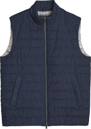 Herno Jassen, Heren, Blauw, L, Linnen, Linnen Dons Gilet